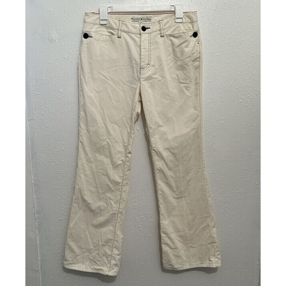 Vintage Tommy Hilfiger Corduroy Pants Women 6 Ivory Hipster Bootcut Y2K Jeans - Picture 1 of 7